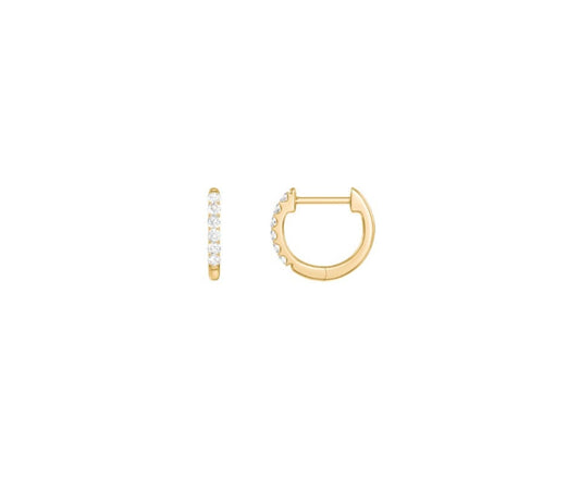 14K Mini Yellow Gold Diamond Huggie Earrings 0.10 cts