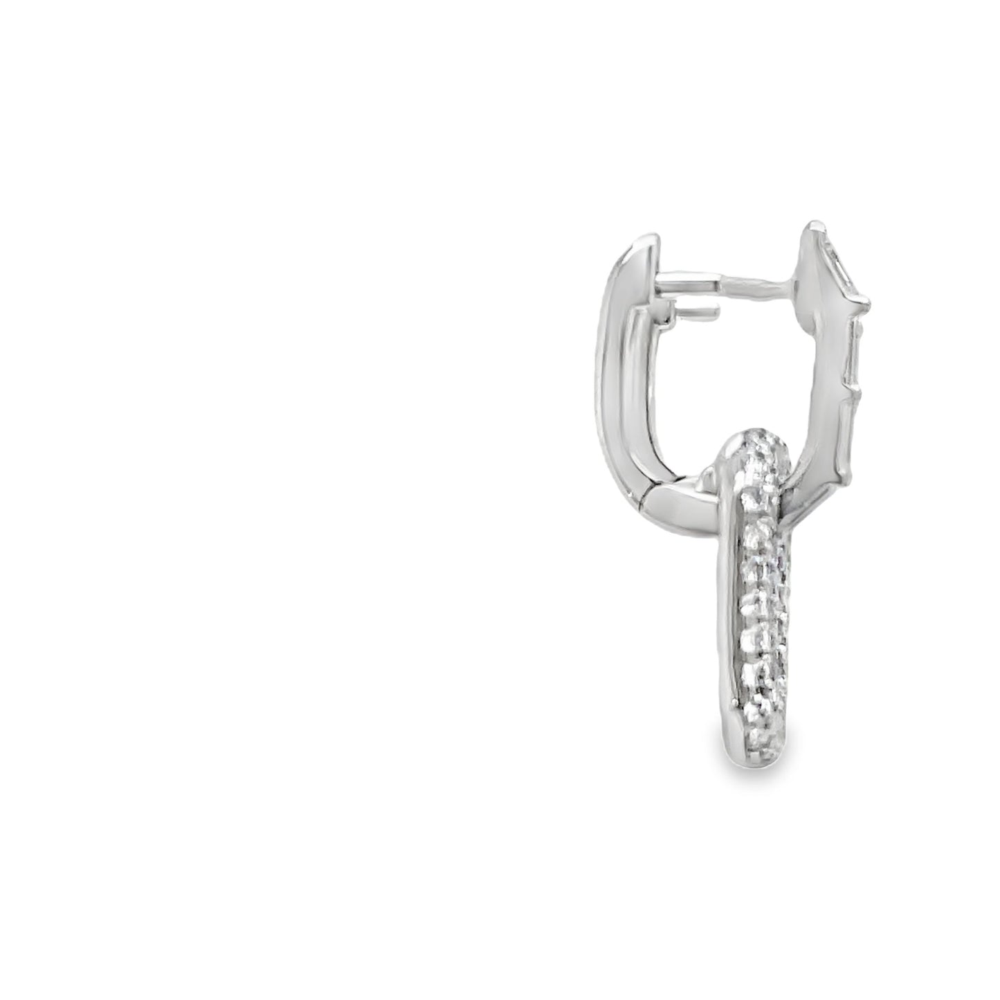 18k Double Link Mix Cut Diamond Drop Earrings Profile View