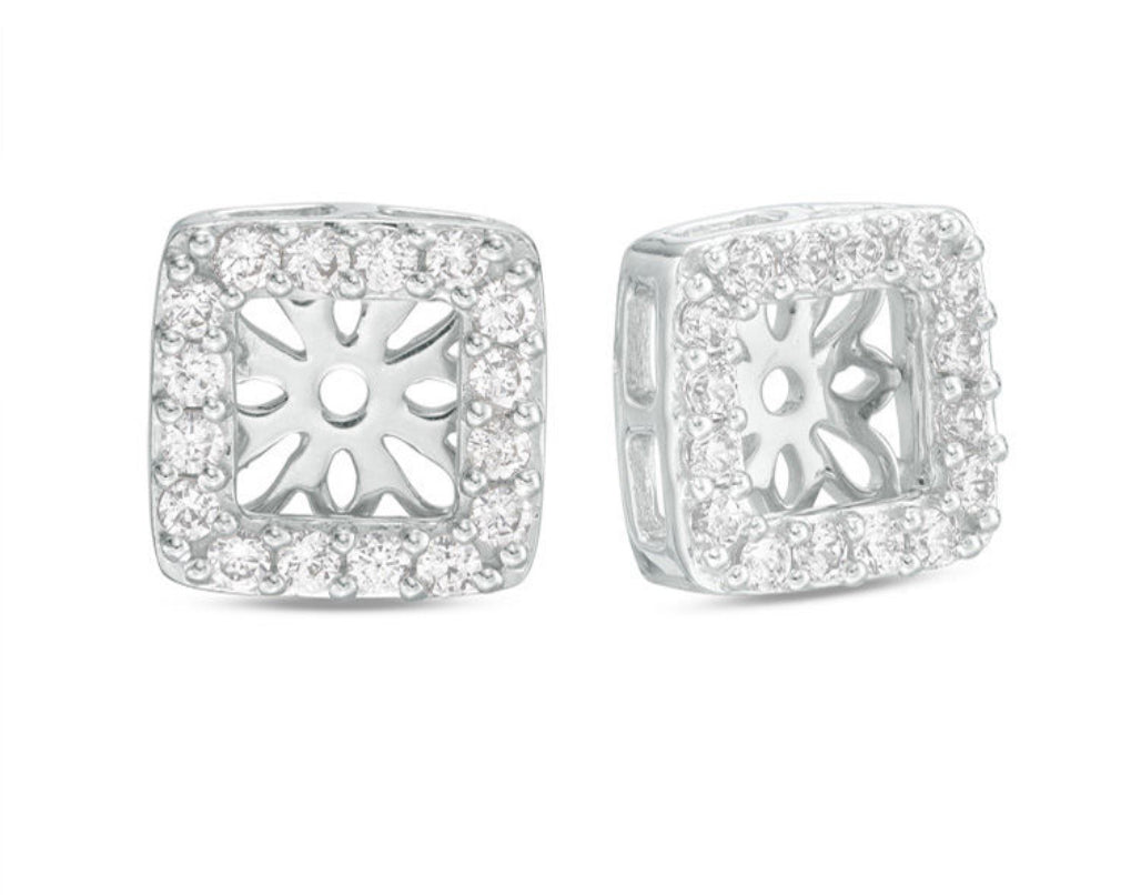 18K Diamond Square Removable Jacket Earrings 1.53 cts Front view