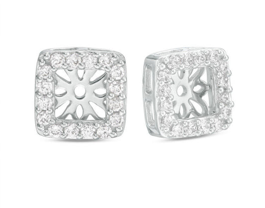 18K Diamond Square Removable Jacket Earrings 1.53 cts Front view