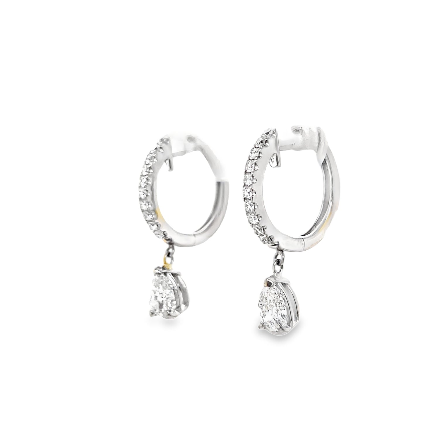Side View of Pear Shape Diamond Dangling Earrings