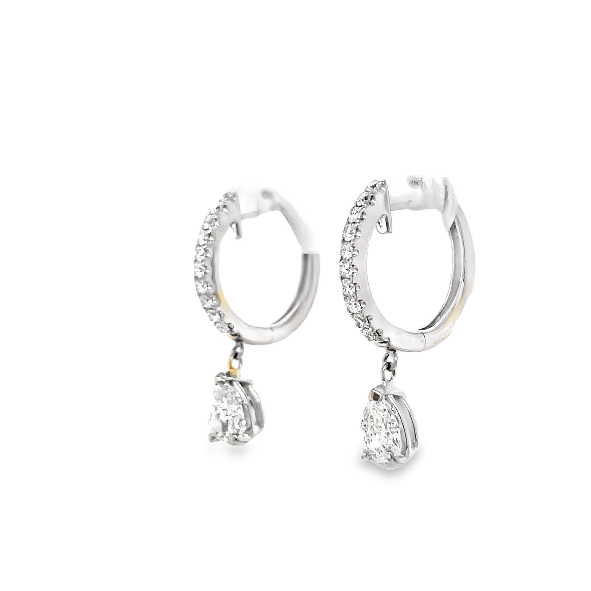 Side View of Pear Shape Diamond Dangling Earrings
