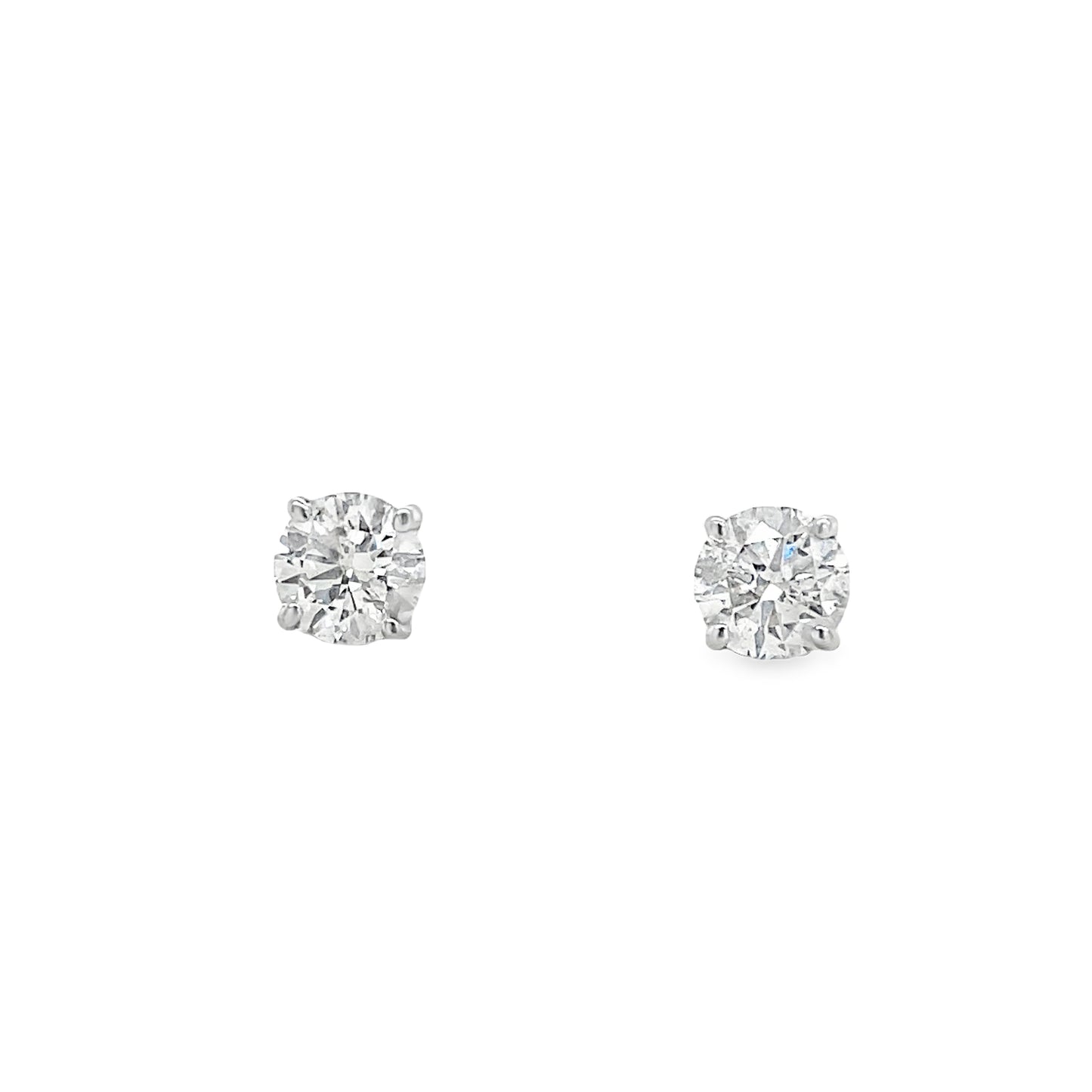 Front view of 14k Diamond Studs 0.80 cts White Gold.
