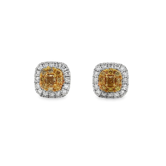 Front view of Fancy Yellow Diamond Stud Earrings