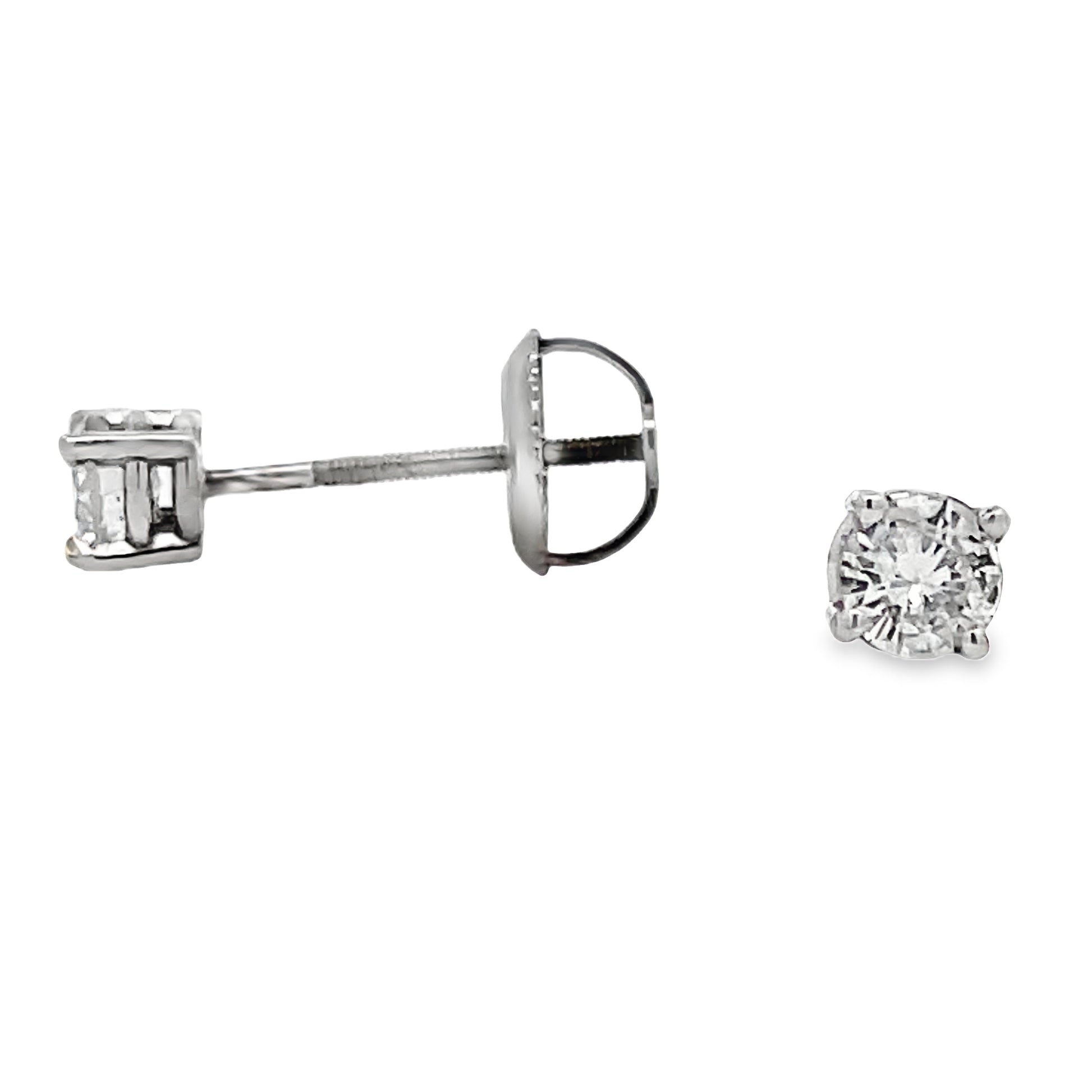 Front and side view of Diamond Studs 0.36 cts White Gold