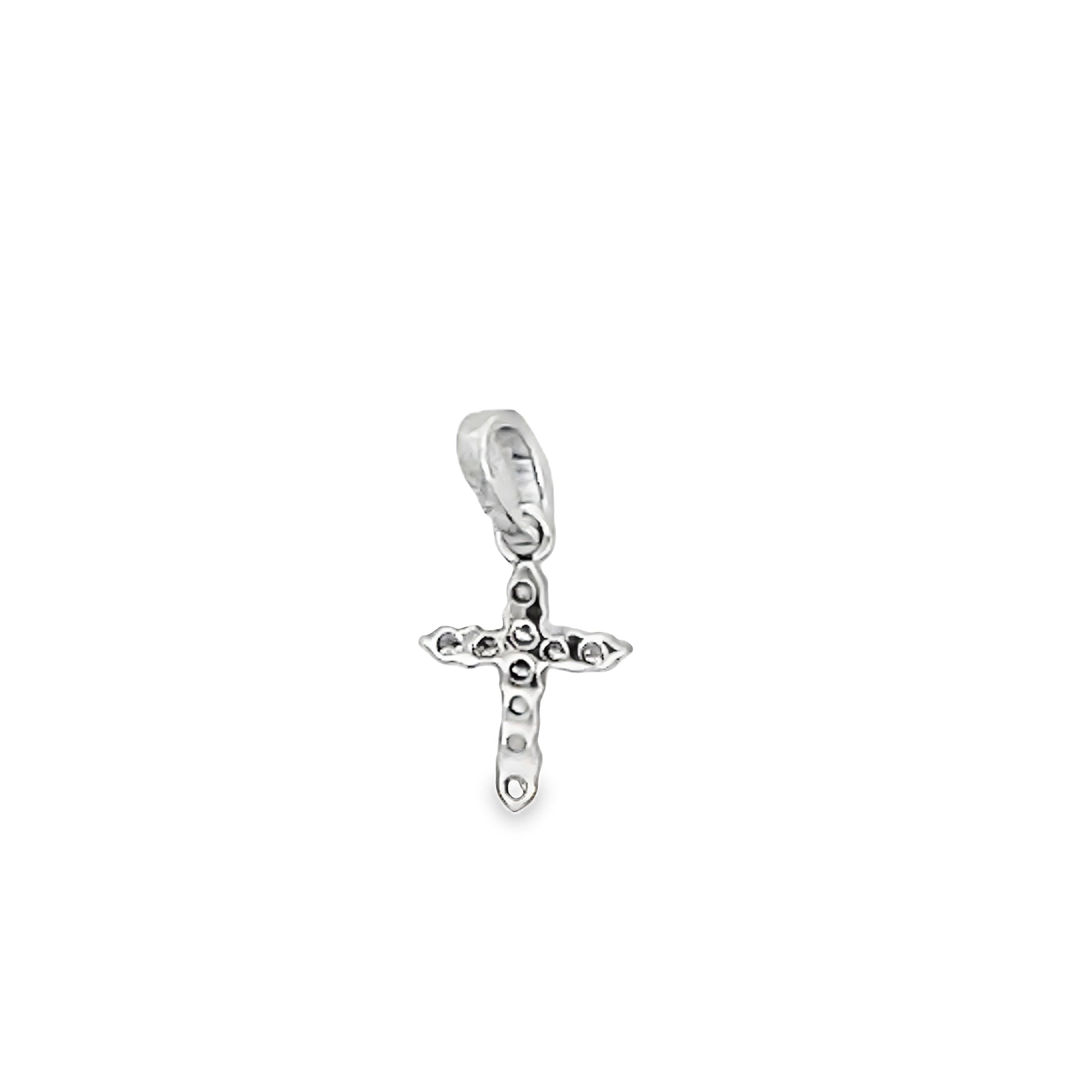 Back view of Tiny Diamond Cross Pendant Necklace 0.10 cts