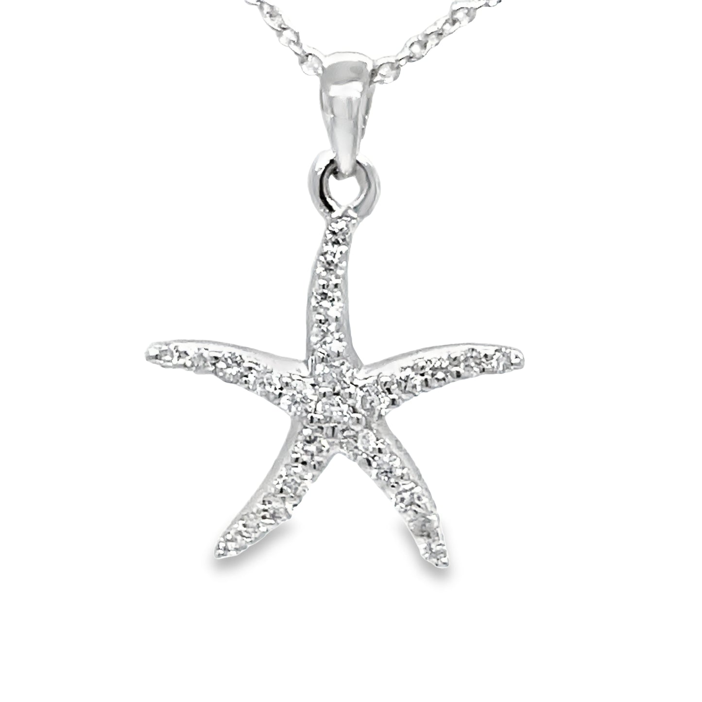Diamond Starfish Pendant White Gold 0.25 cts Front view 