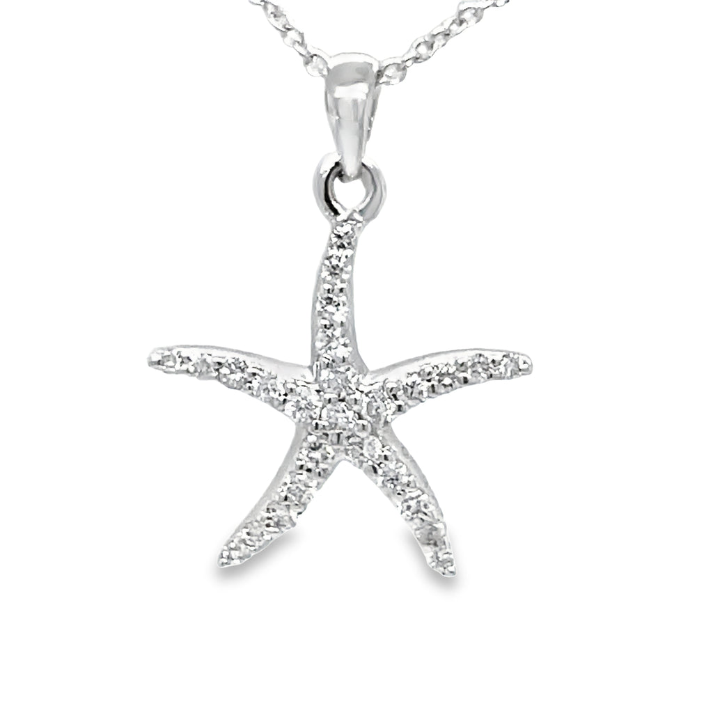 Diamond Starfish Pendant White Gold 0.25 cts