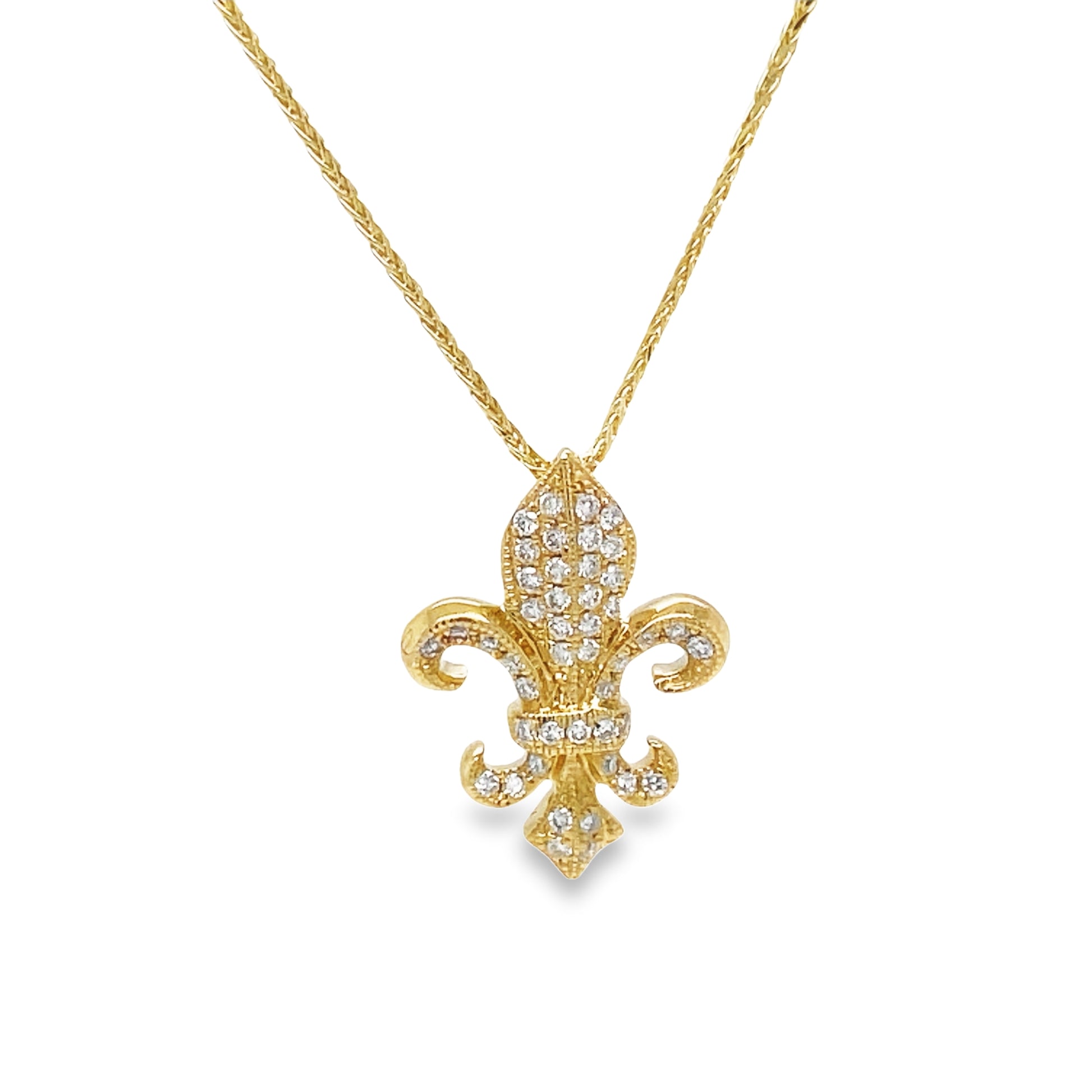 Diamond Fleur de Lis Small Pendant Front view 
