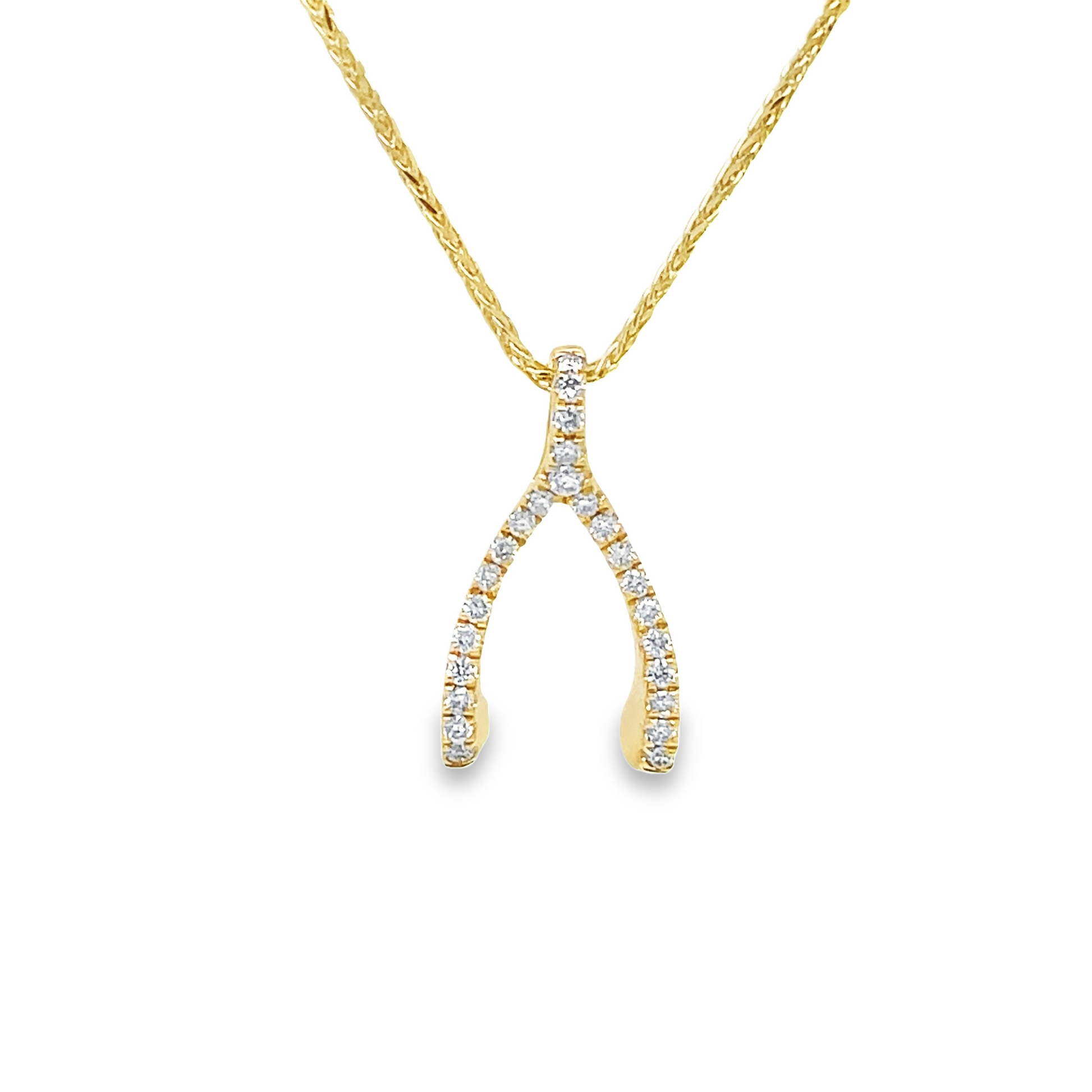 Diamond Wishbone Small Pendant Front view 