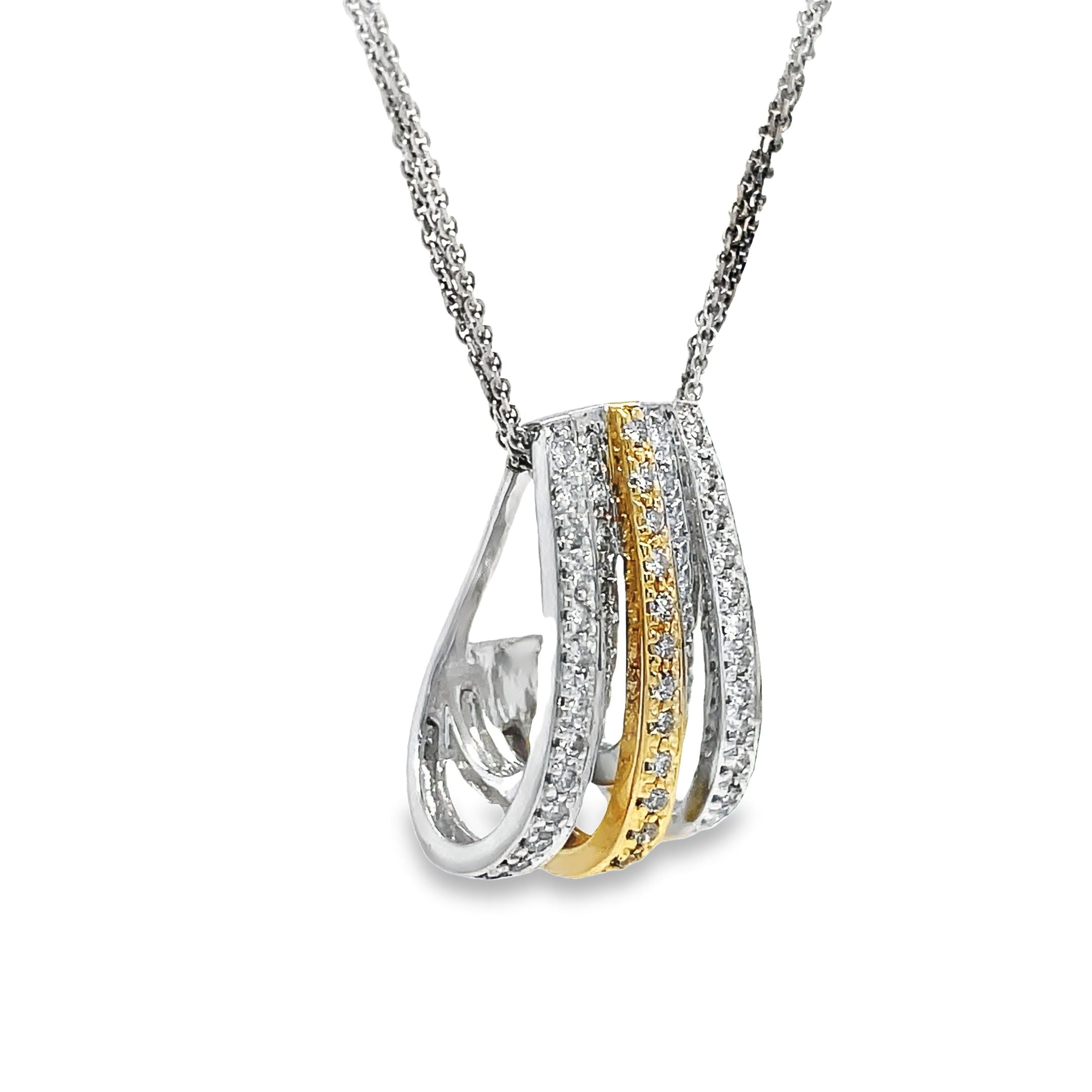 Expertly crafted with 1.10 carats of round diamonds, this Two Tone Slider Pendant Necklace is a stunning addition to any jewelry collection. Made with 14k white gold and a three diamond cut 16" chain, this necklace also features a 2" extension for a customizable fit. Elevate any look with the 1" pendant for a touch of elegance and sophistication.
