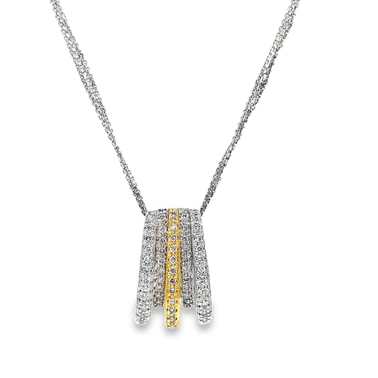 Two Tone Slider Diamond Pendant Necklace Front view