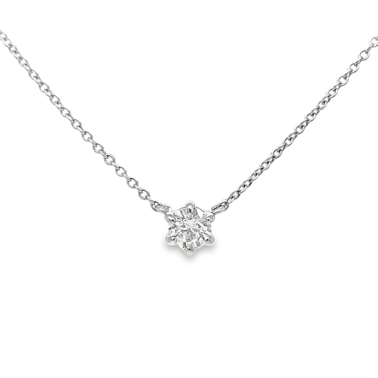 Small Solitaire Diamond Necklace Front view 