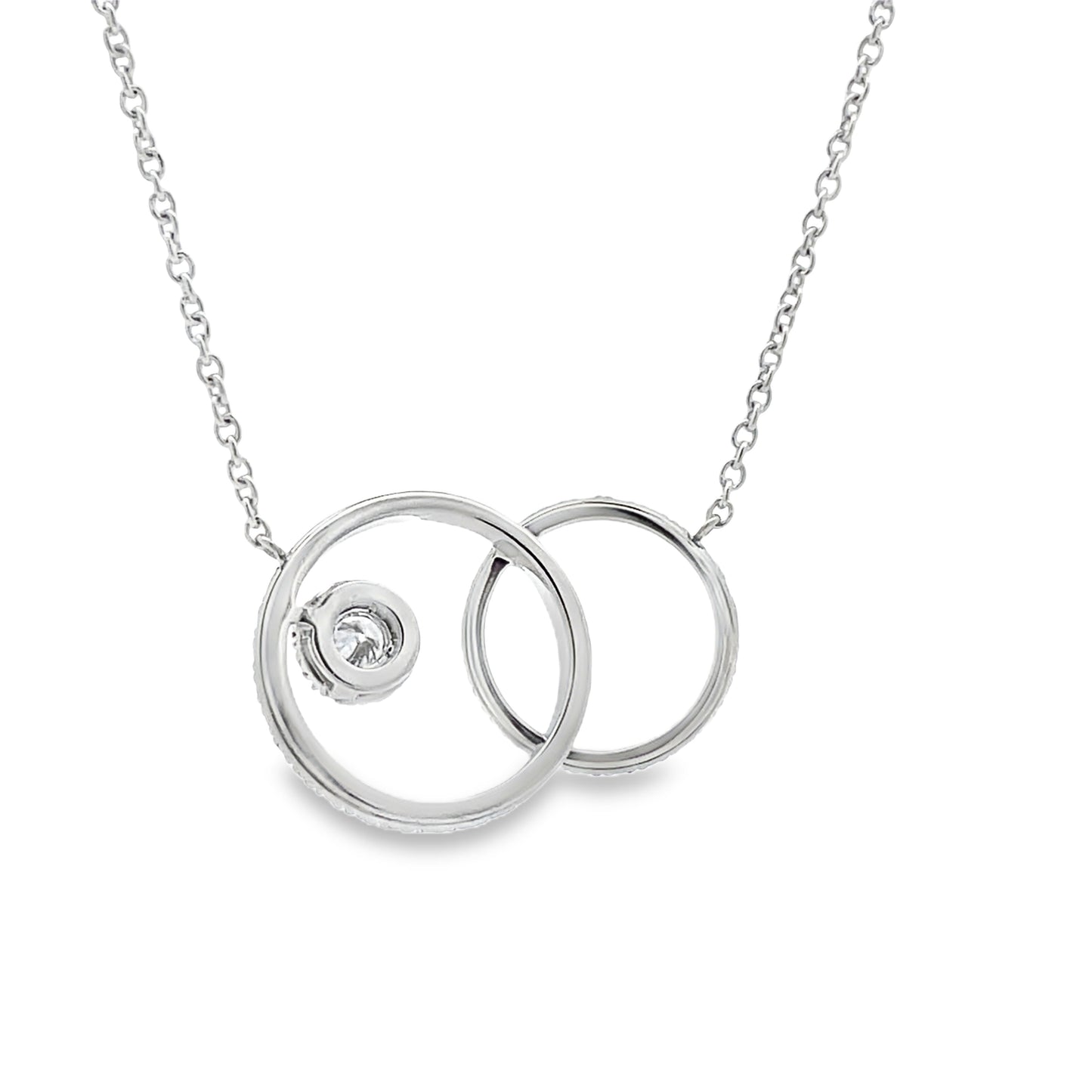 Back view of 18k White Gold Diamond Circle Pendant Necklace