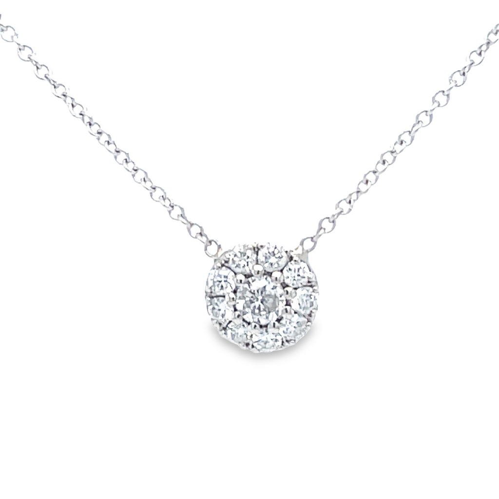 This timeless Dainty Solitaire Diamond Pendant Necklace shines with 0.25 cts of small round diamonds set on a simple 16" long chain. A must-have piece for any jewelry collection, this classic necklace is sure to be admired.