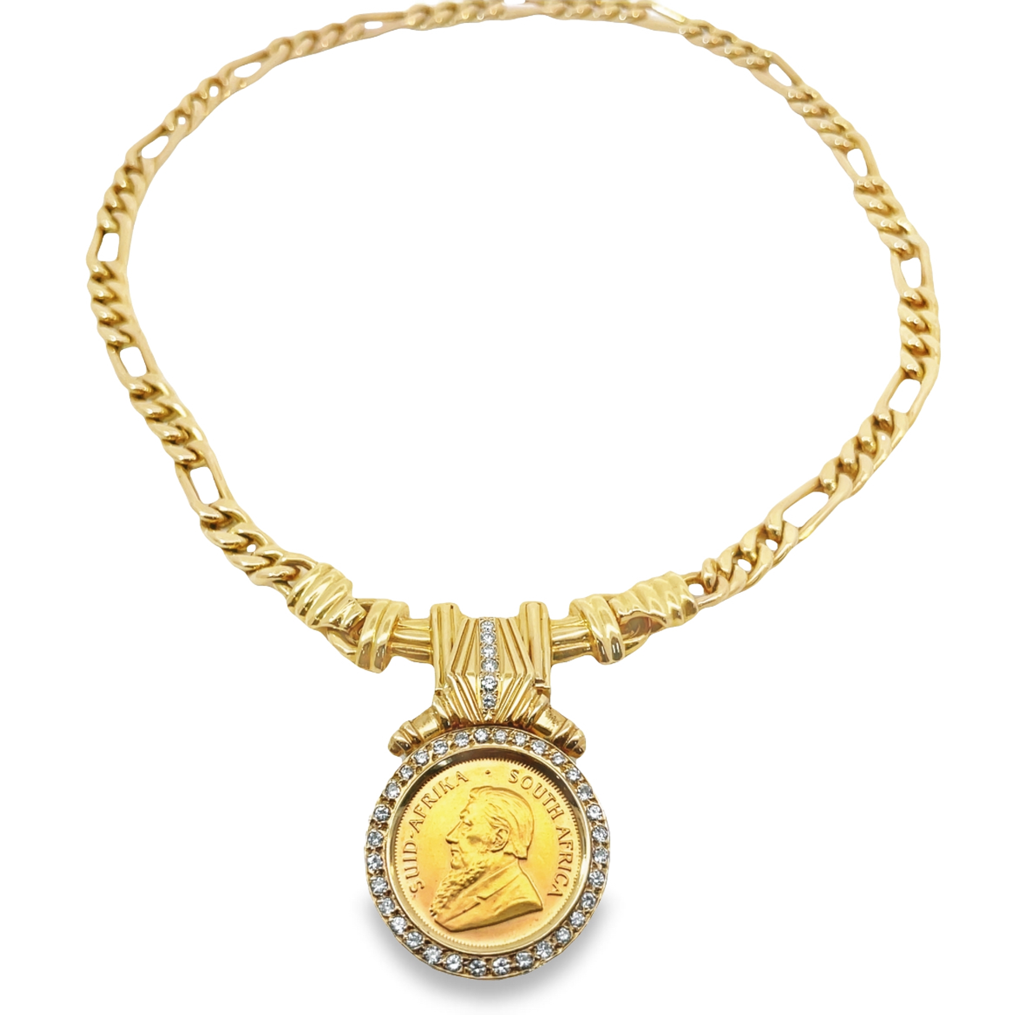 Interchangeable Diamond Bezel Coin Pendant Yellow Gold Necklace SouthMiamiJewelers