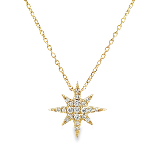 Starburst Diamond Pendant Necklace Front view 
