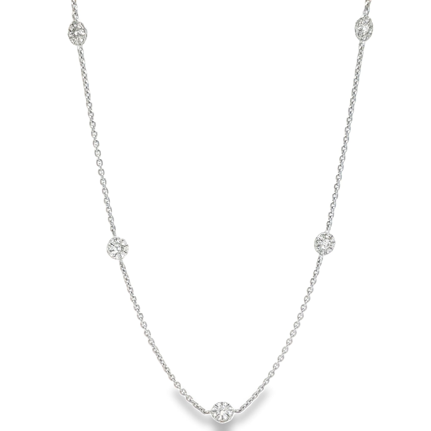 Diamond Rondelle Necklace White Gold 1.73 Front view 