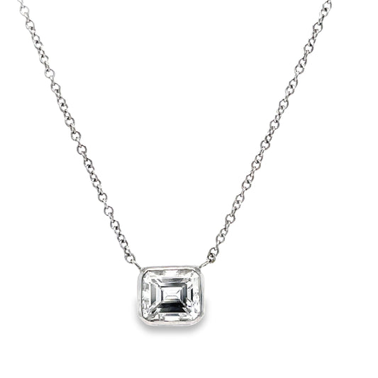Emerald Cut Diamond Pendant Necklace Front view