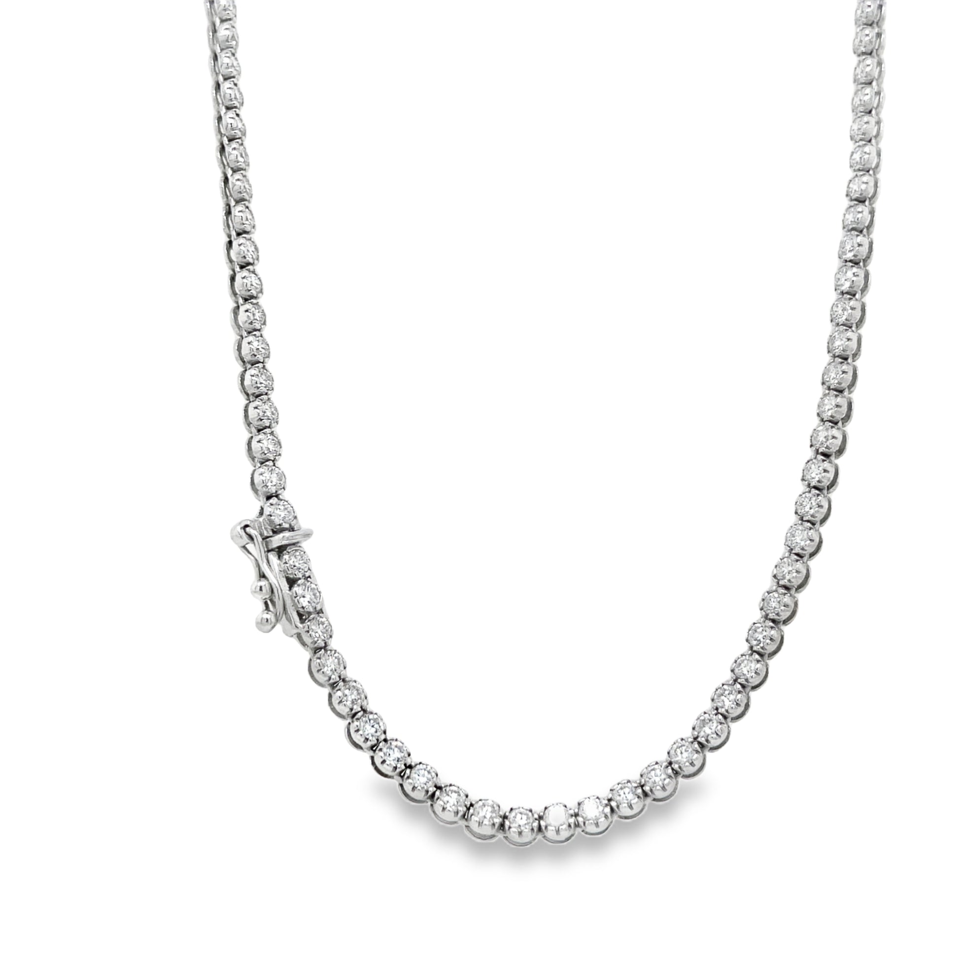 Side view of Diamond Tennis Necklace 8.00 cts