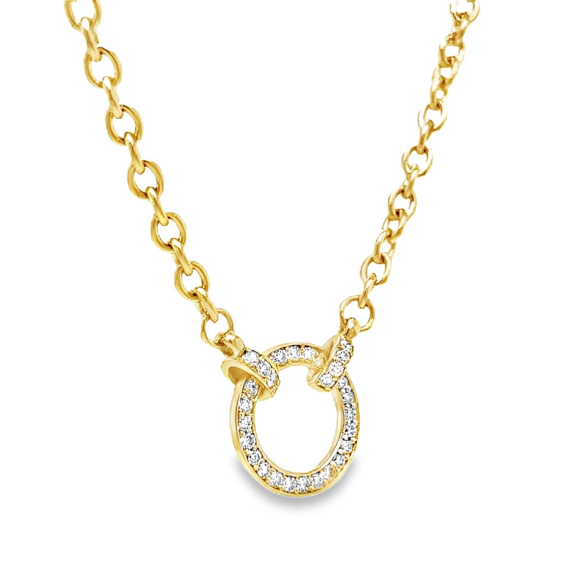 Slide Diamond Circle Yellow Gold Necklace Side view 