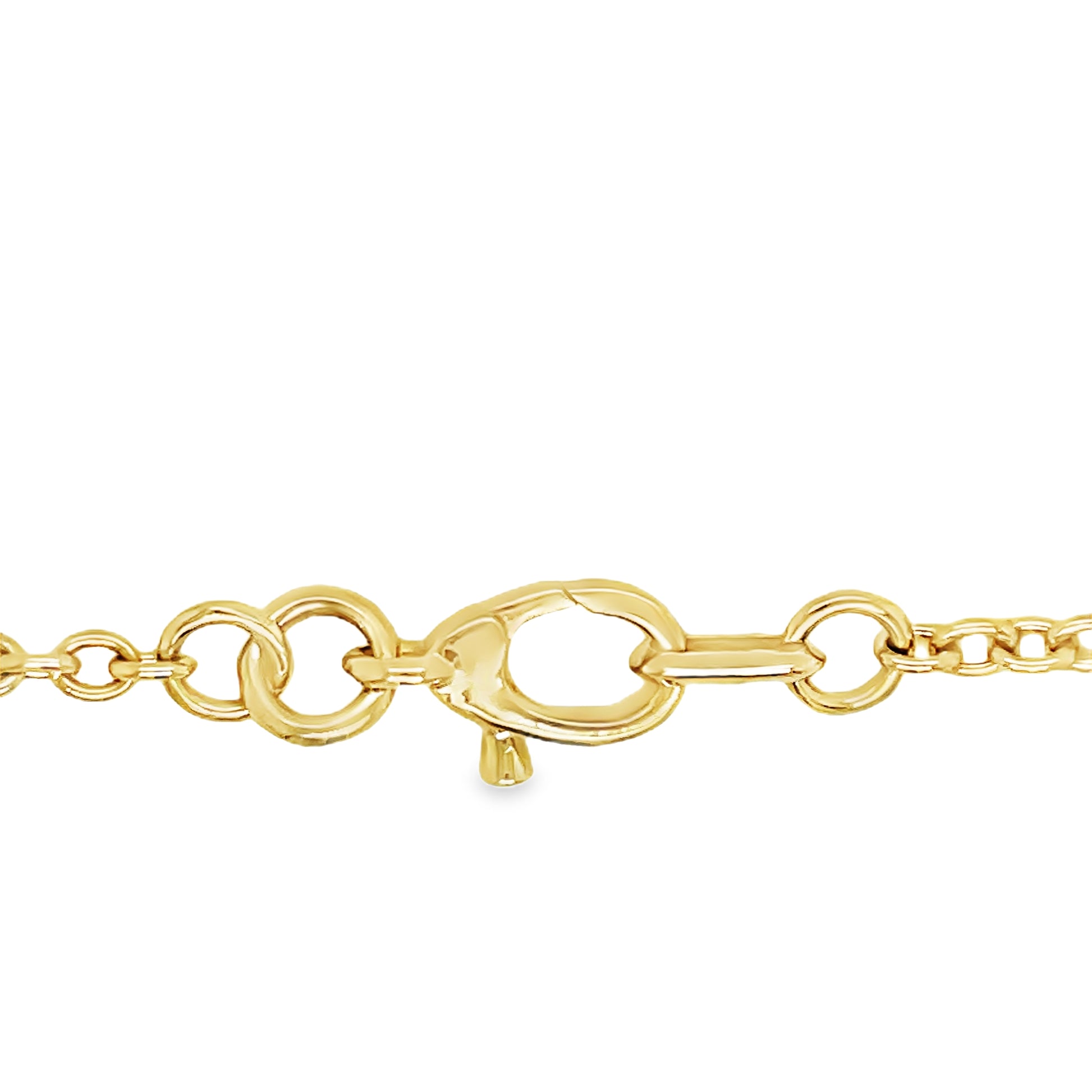 Slide Diamond Circle Yellow Gold Necklace Top view clasp fastened Close Up