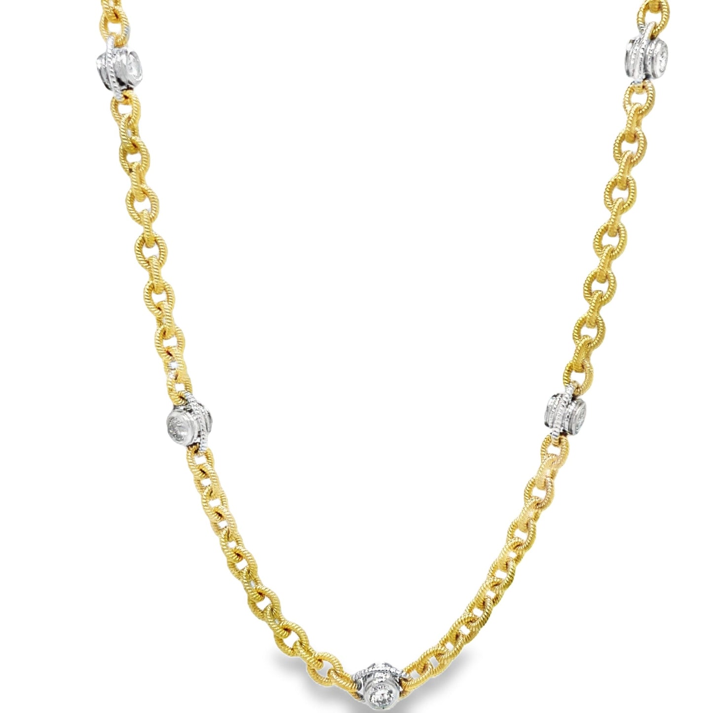 Italian Diamond by the Yard Rolo Link Necklace 2.60 cts Side view 