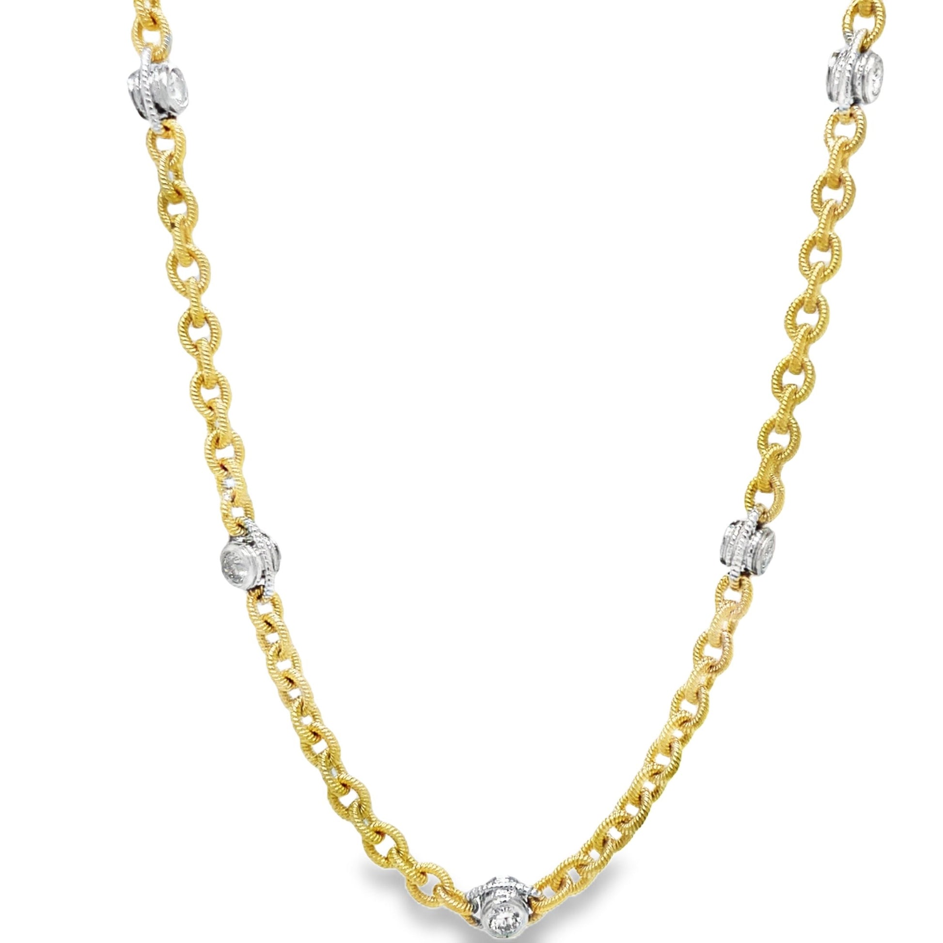 Italian Diamond by the Yard Rolo Link Necklace 2.60 cts Side view 