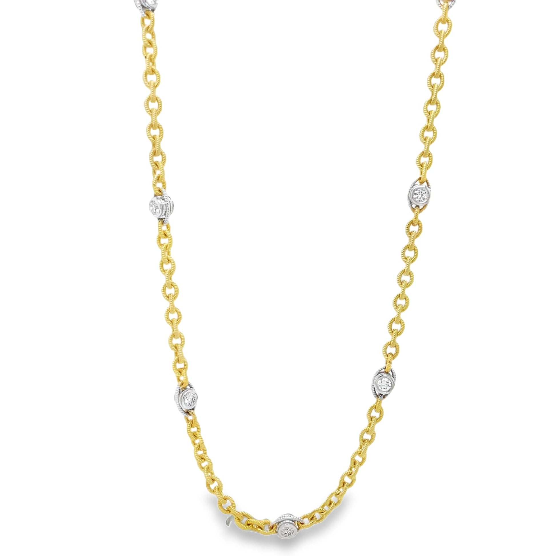 Italian Diamond by the Yard Rolo Link Necklace 2.60 cts Front view