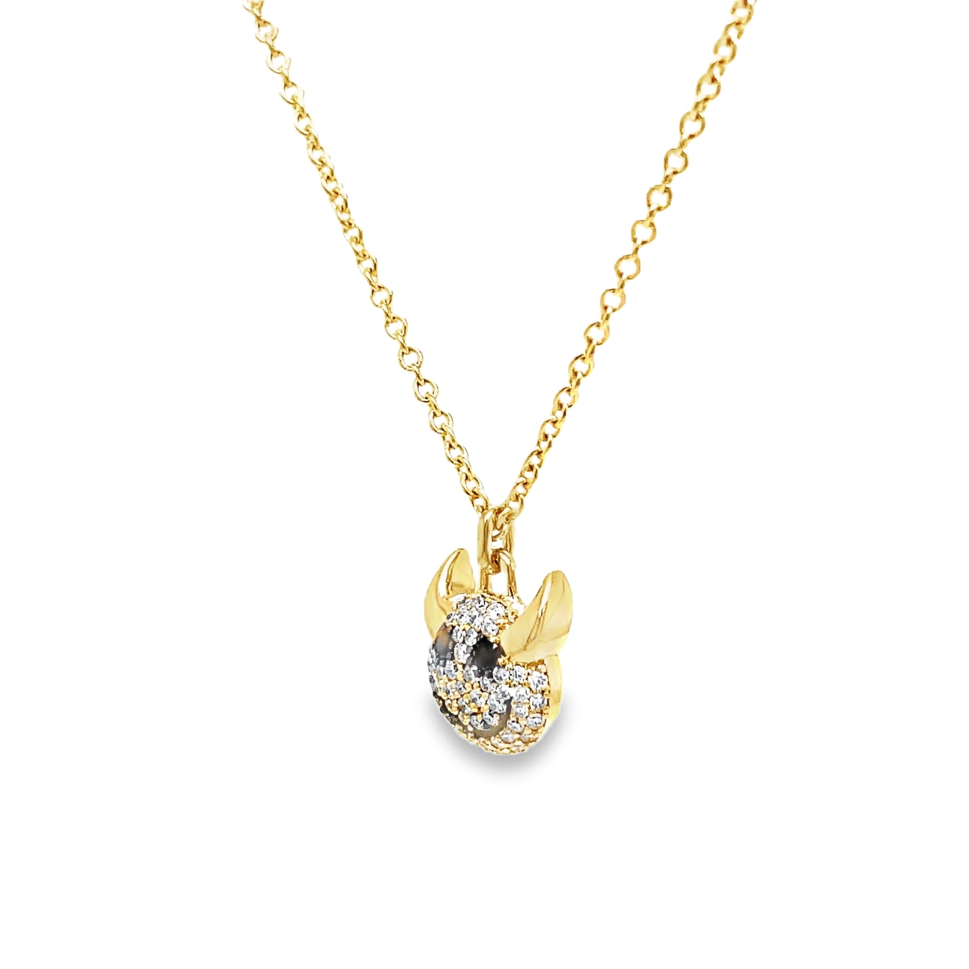 14K Yellow Gold Black Diamond Little Devil Charm Pendant 30.00 mm Side view