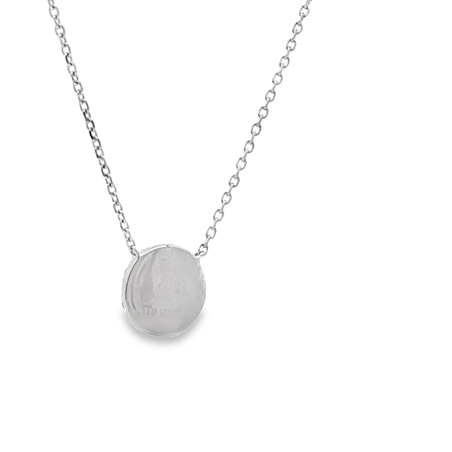 Back view of Diamond Pave Circle Pendant Necklace White Gold 0.31 cts