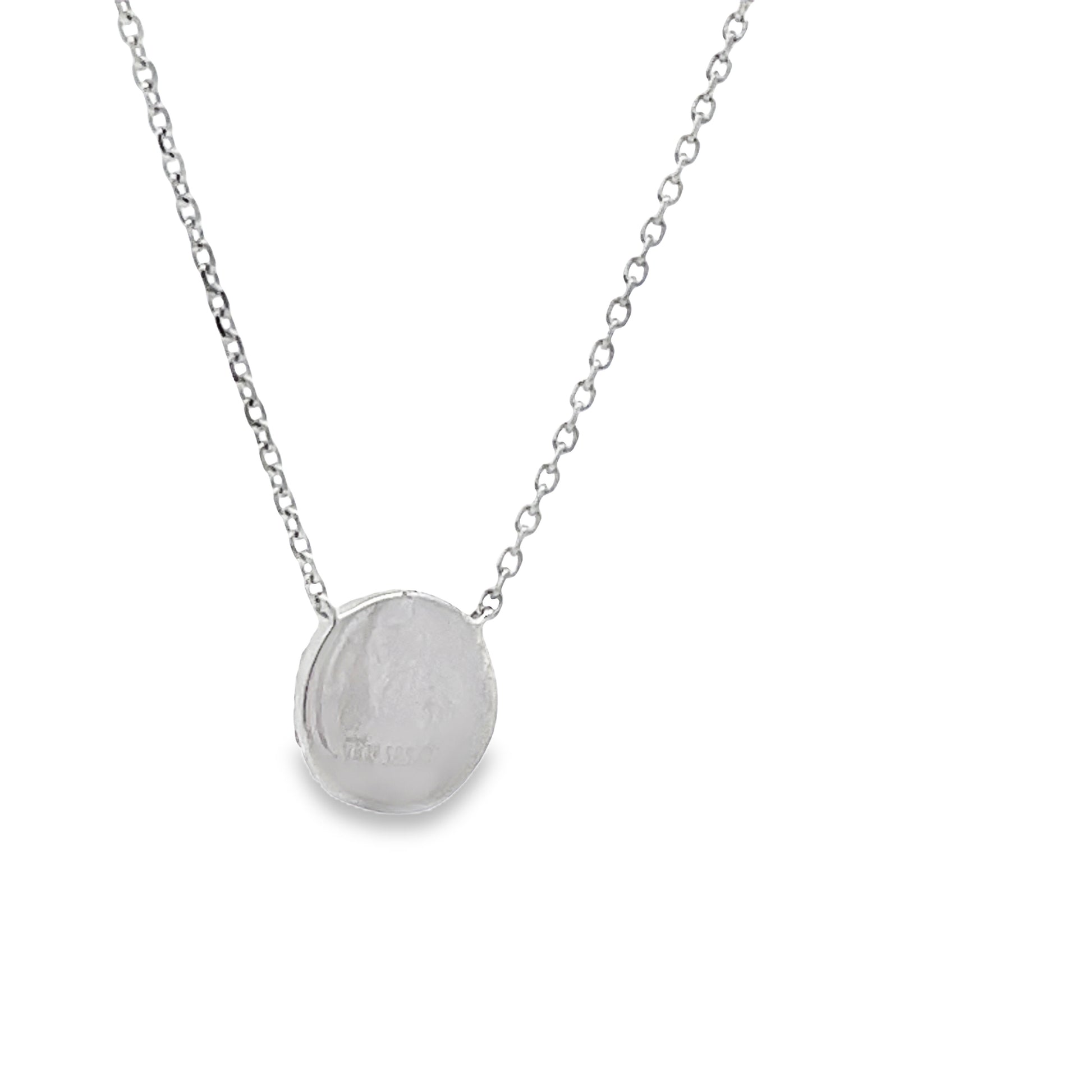 Back view of Diamond Pave Circle Pendant Necklace White Gold 0.31 cts