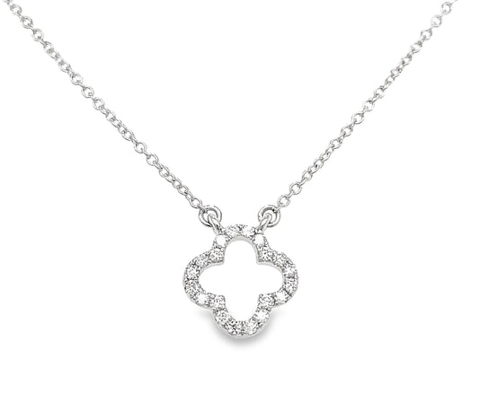 Front view of Diamond Open Clover Necklace 0.11 cts