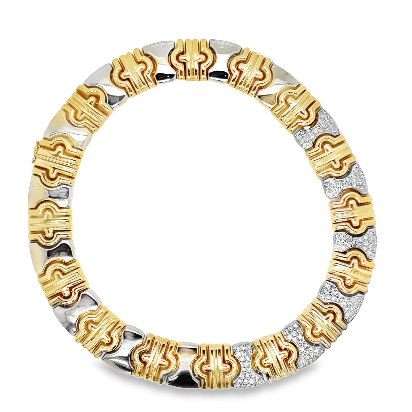 Estate Yellow and White Diamond Parentesi Link Necklace Top View