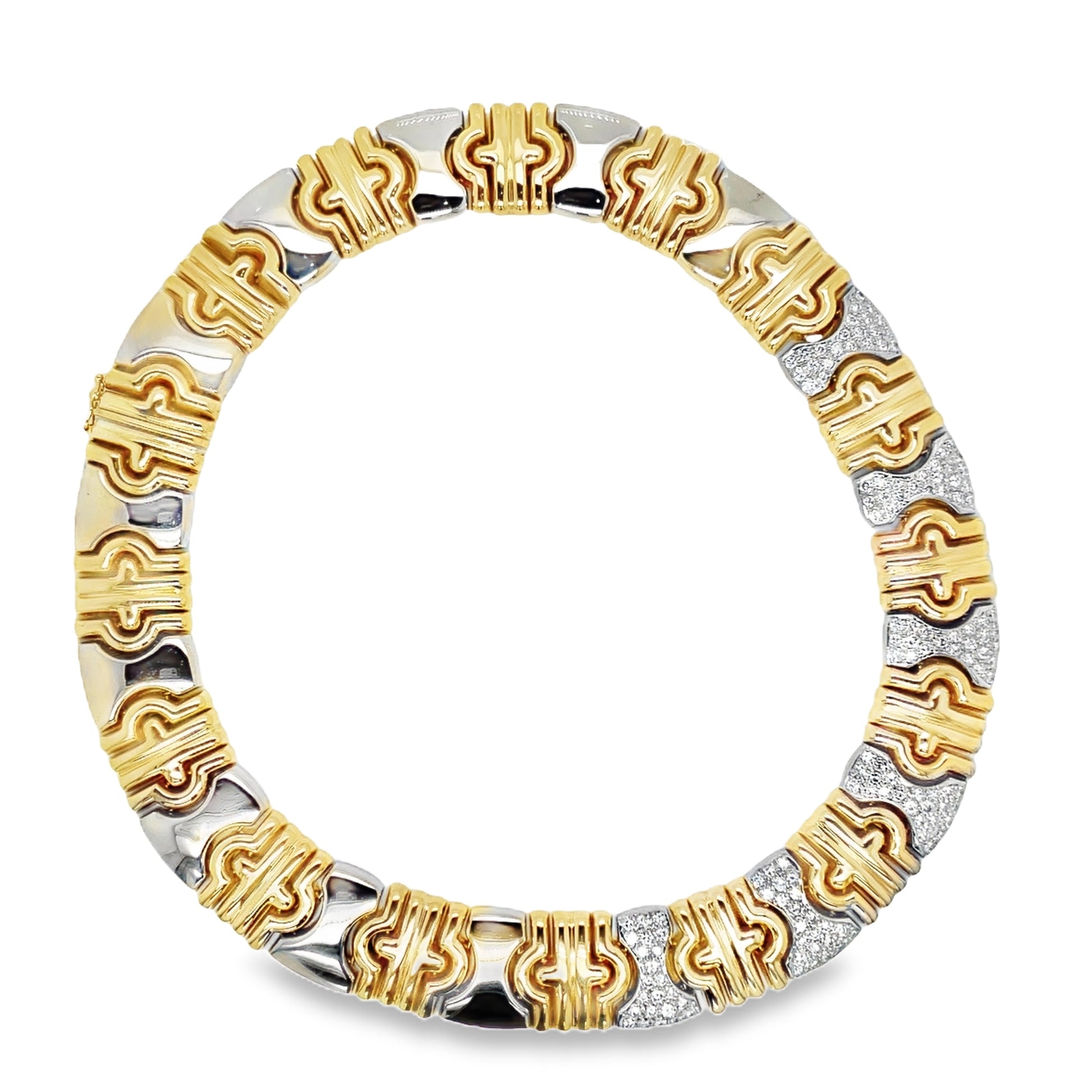 Estate Yellow and White Diamond Parentesi Link Necklace Top View
