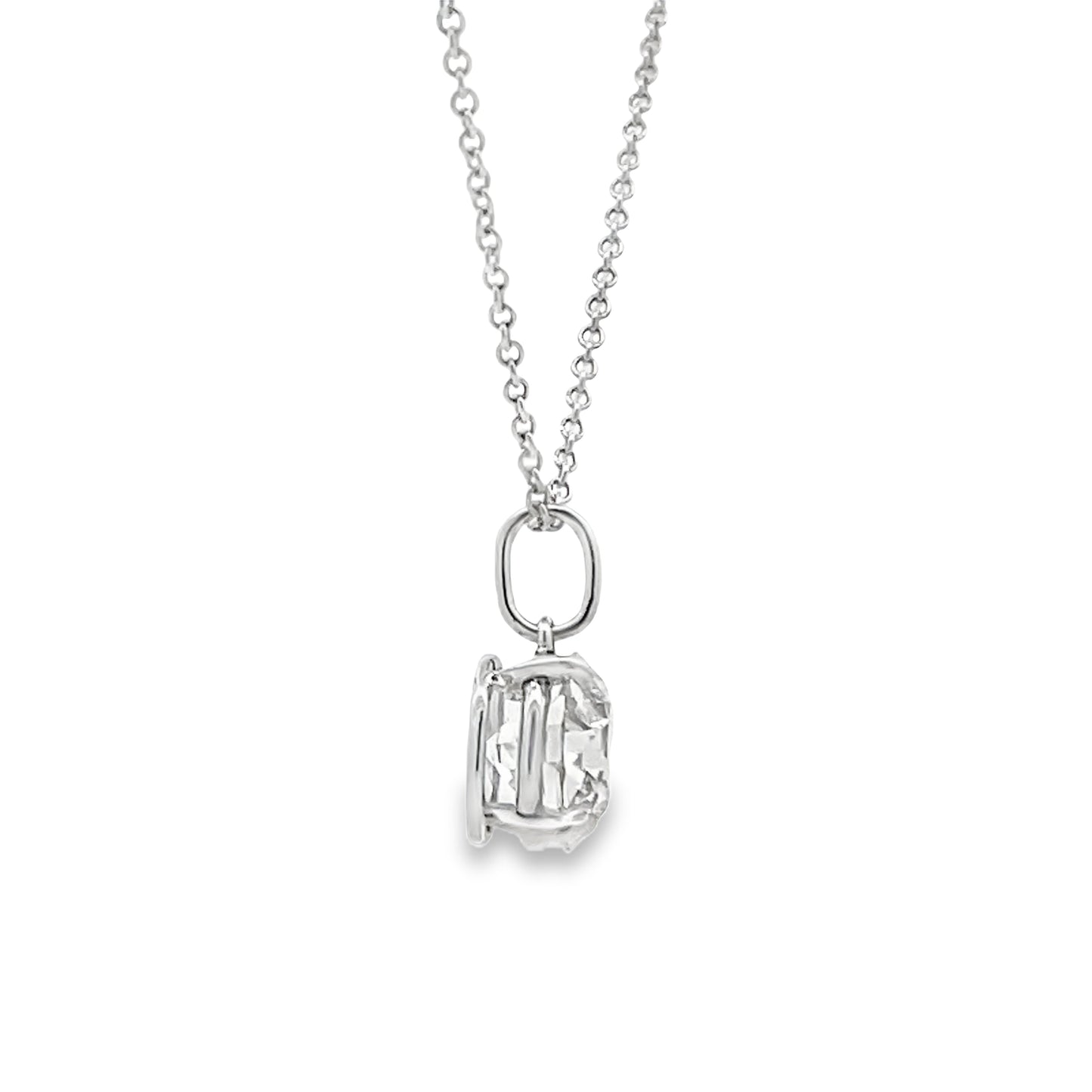 Profile view of European Cut Round Diamond Solitaire Pendant Necklace 2.25 cts