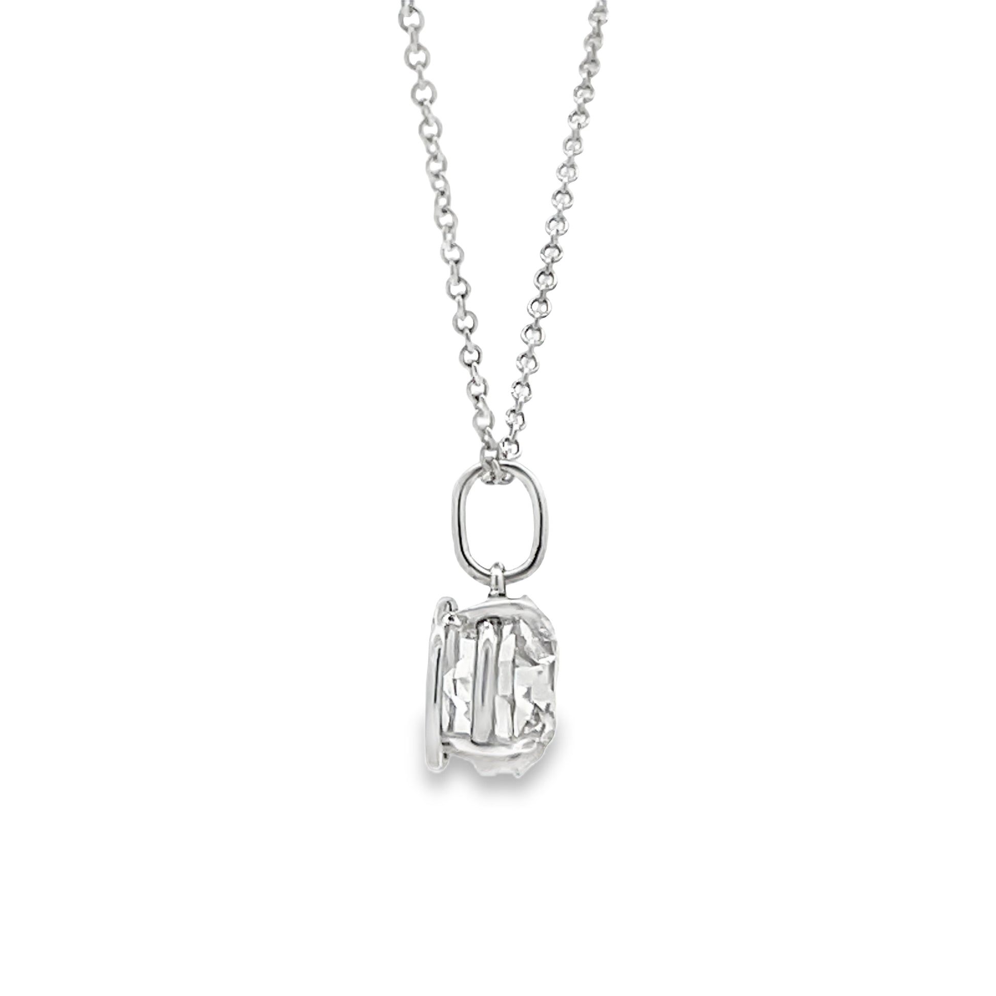 Profile view of European Cut Round Diamond Solitaire Pendant Necklace 2.25 cts