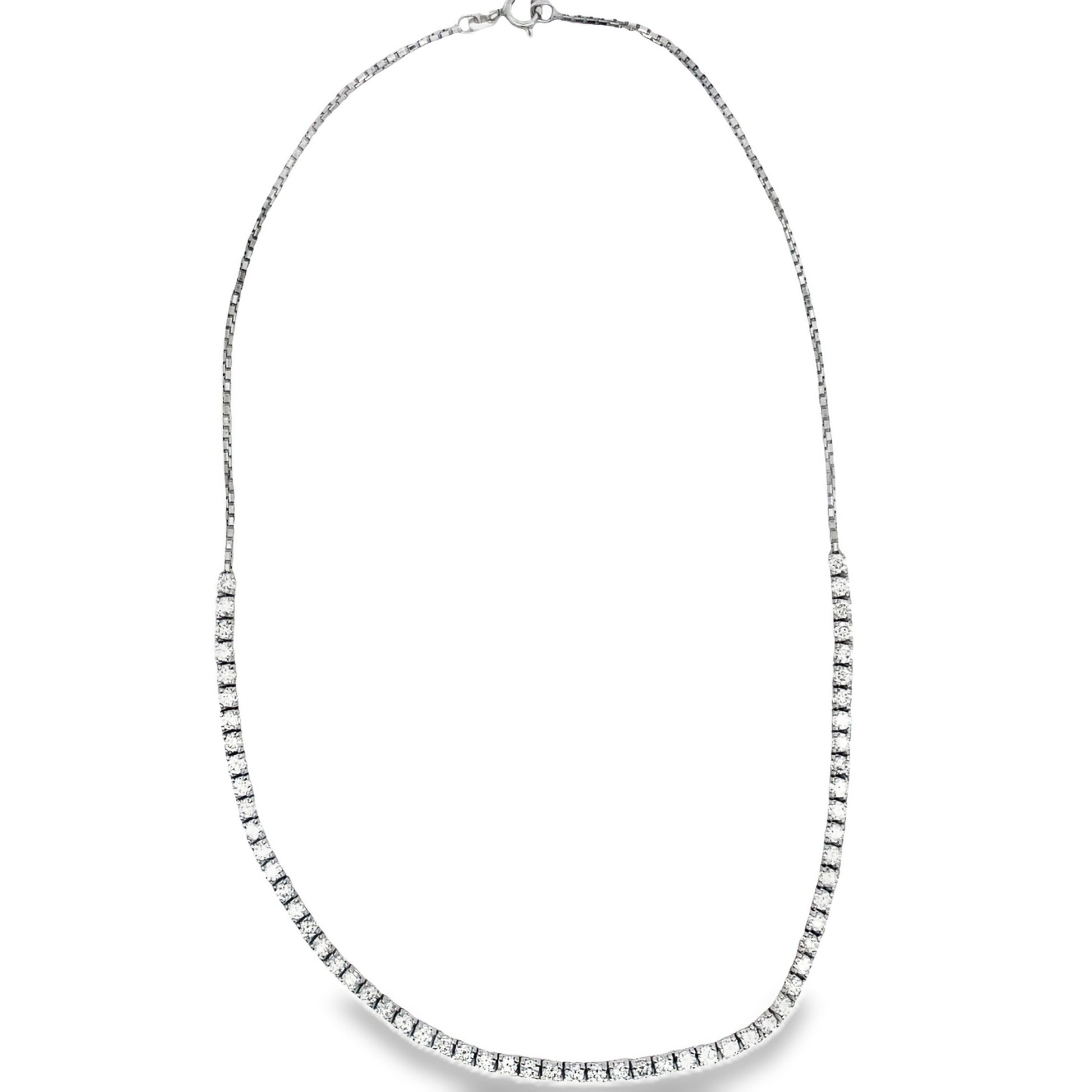 Top view of Half Diamond Tennis 18k White Gold Necklace 5.50 cts