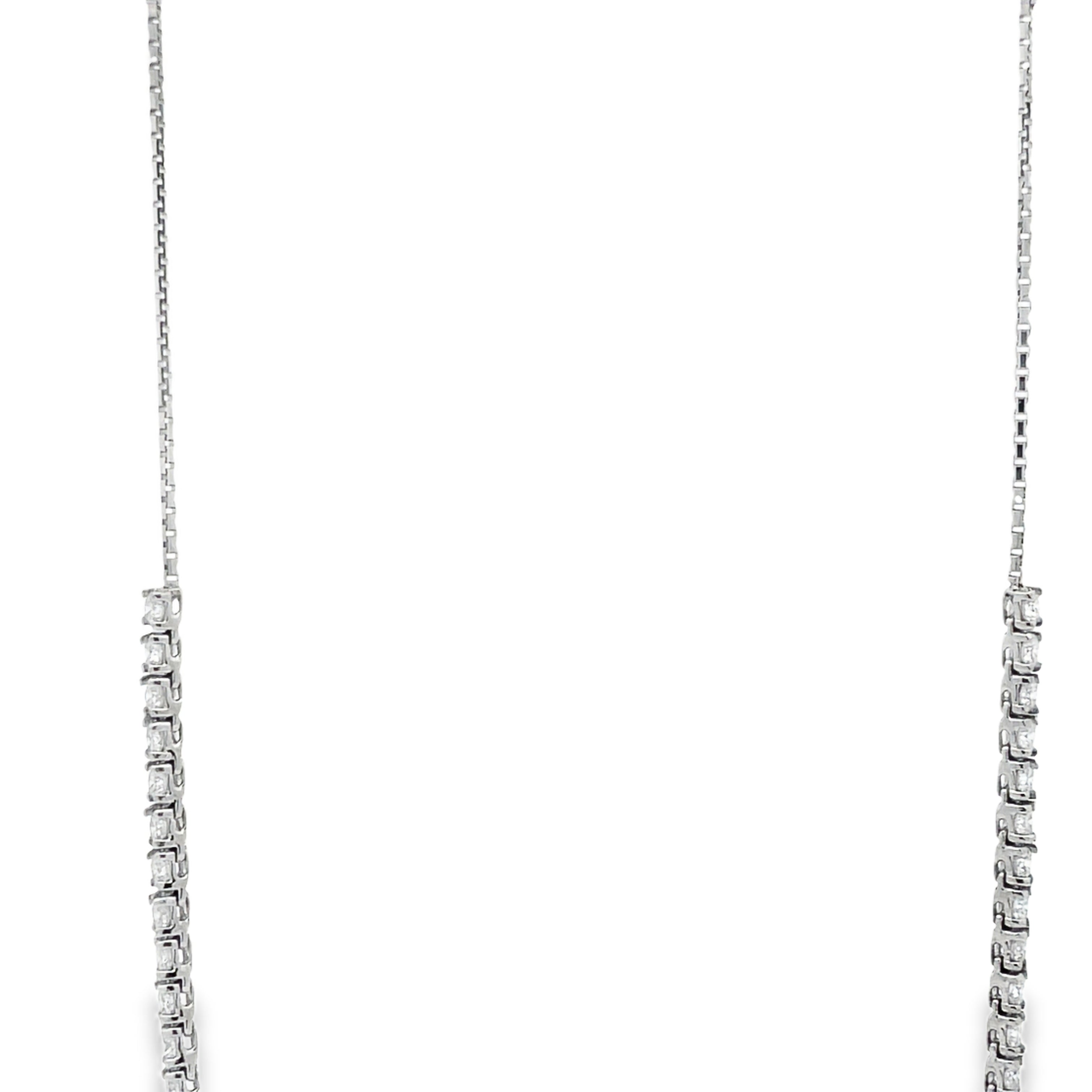 Half Diamond Tennis 18k White Gold Necklace 5.50 cts
