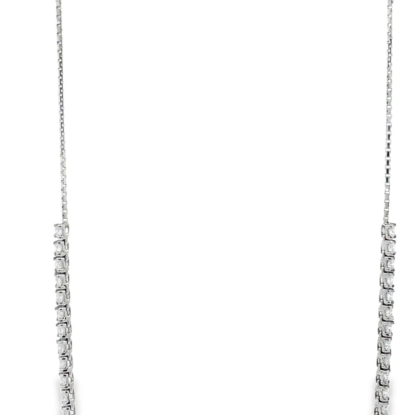 Front view of Half Diamond Tennis 18k White Gold Necklace 5.50 cts