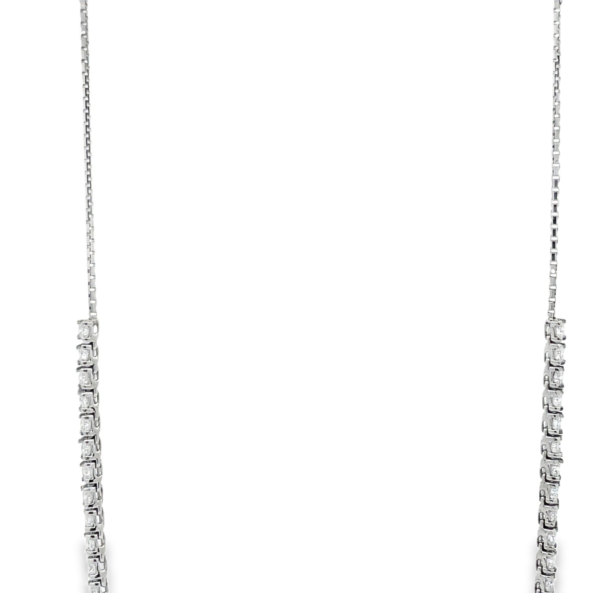 Front view of Half Diamond Tennis 18k White Gold Necklace 5.50 cts