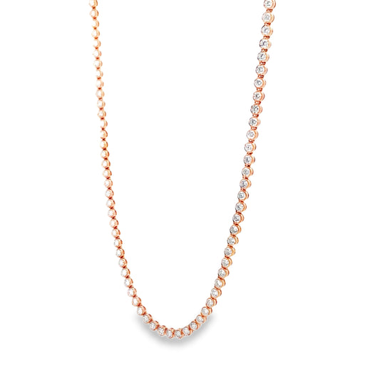 Side view of Diamond Tennis Necklace 4.95 cts 18k Rose Gold