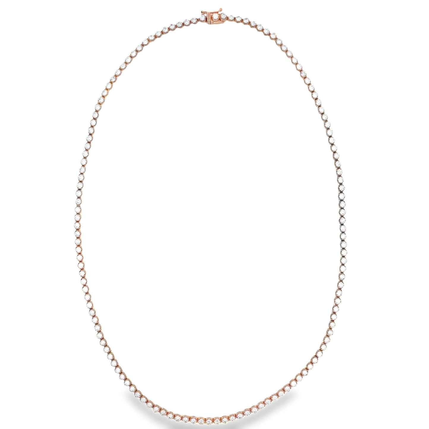 Top view of Diamond Tennis Necklace 4.95 cts 18k Rose Gold