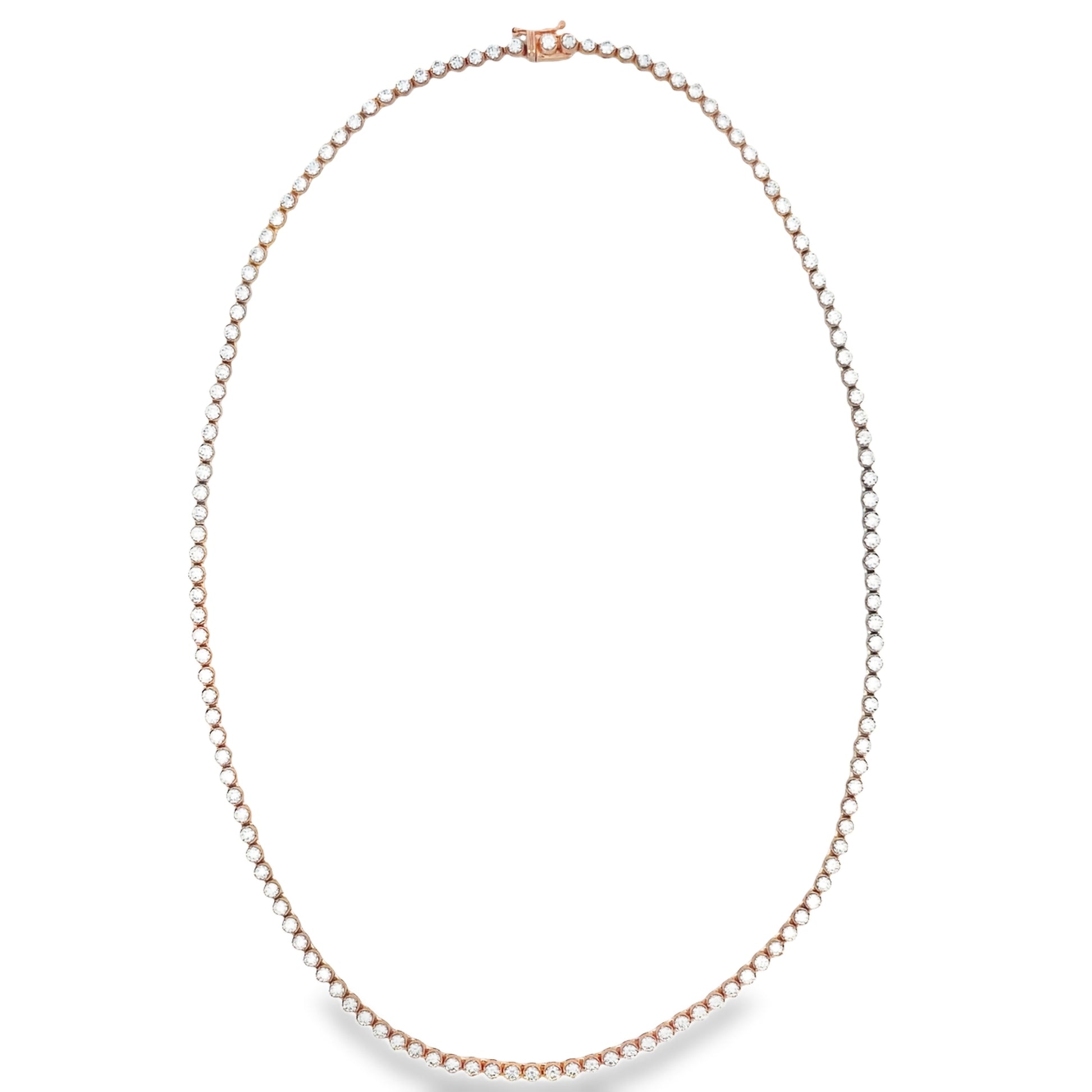 Top view of Diamond Tennis Necklace 4.95 cts 18k Rose Gold