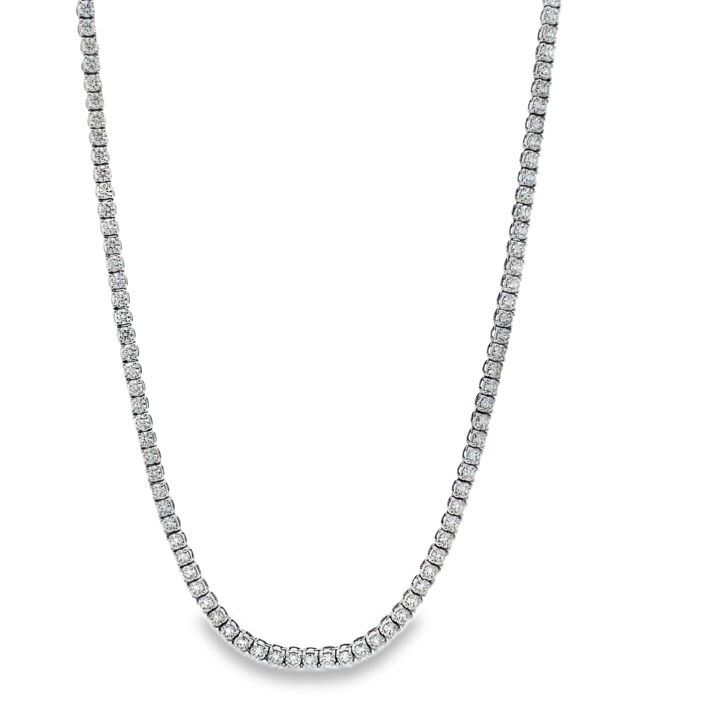 Front view of 18k Diamond Tennis White Gold Necklace 7.20 cts