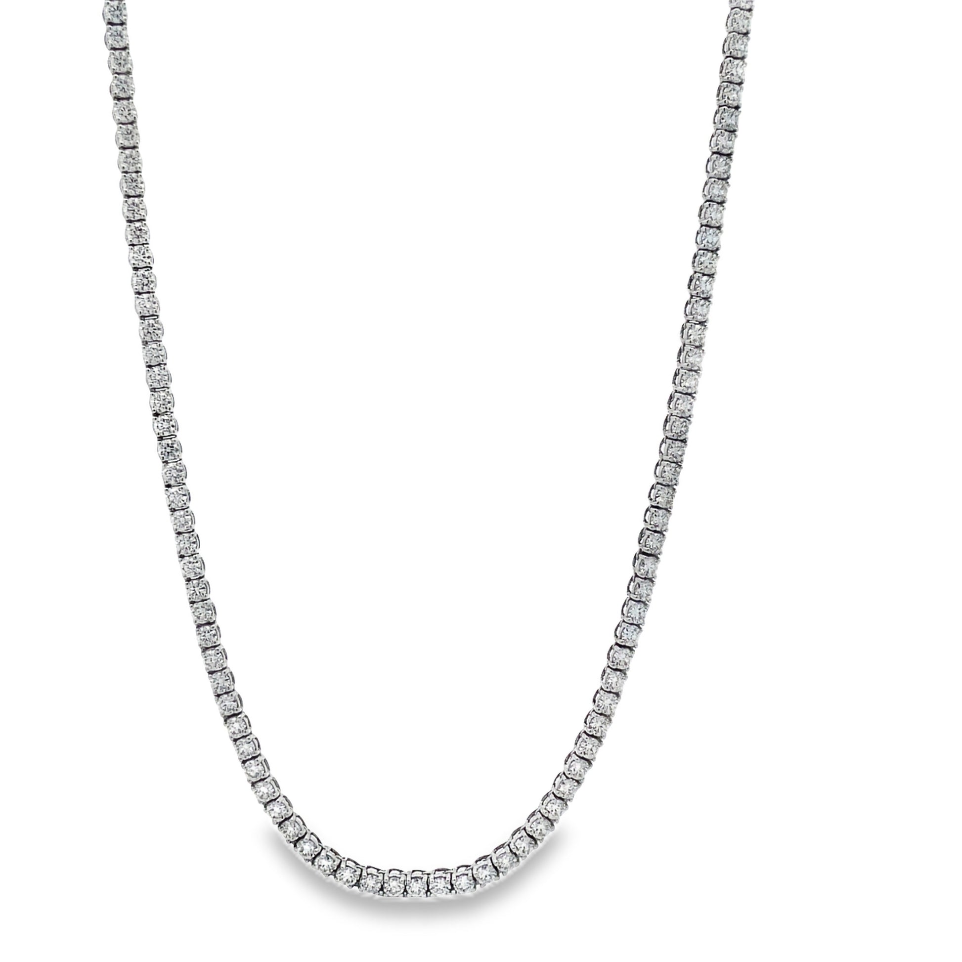 Front view of 18k Diamond Tennis White Gold Necklace 7.20 cts
