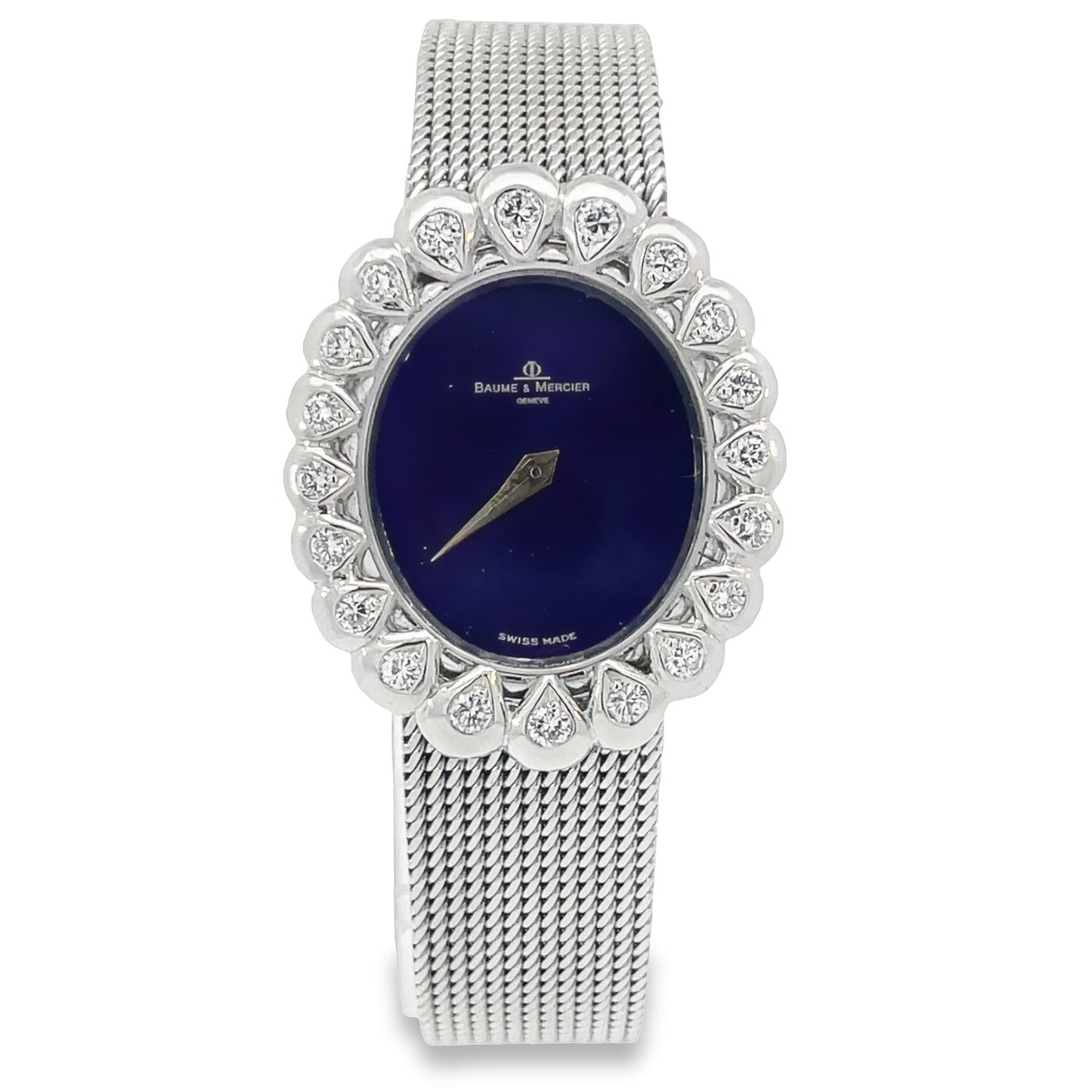 Vintage Diamond Baume Mercier White Gold Ladies Watch Front view 