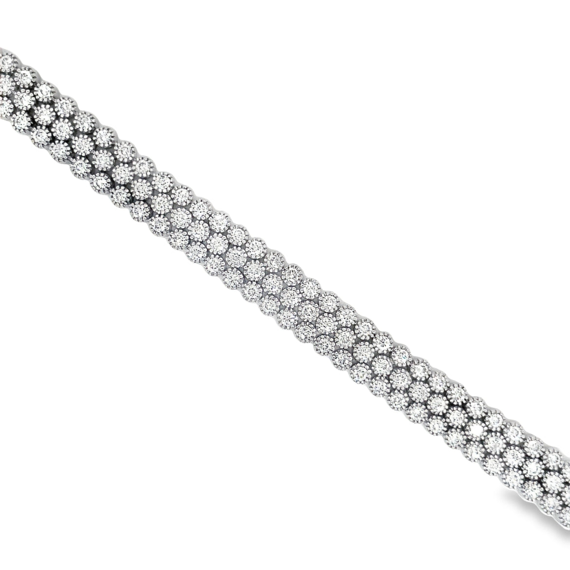 14k Three Row Diamond Bracelet Top view  Close Up