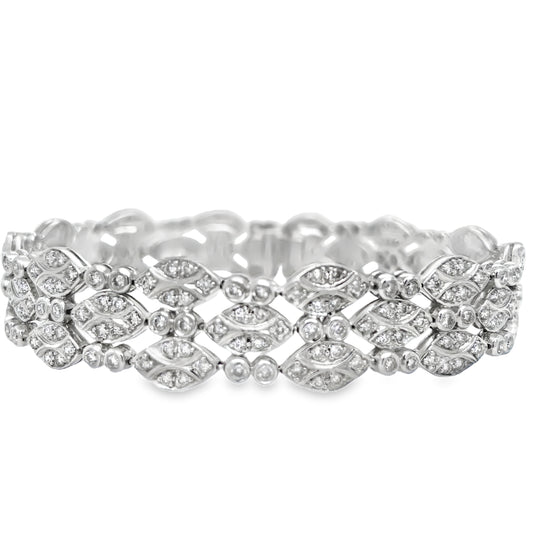 Diamond Pave Set Link Bracelet 4.15 cts Top View Clasp Fastened 