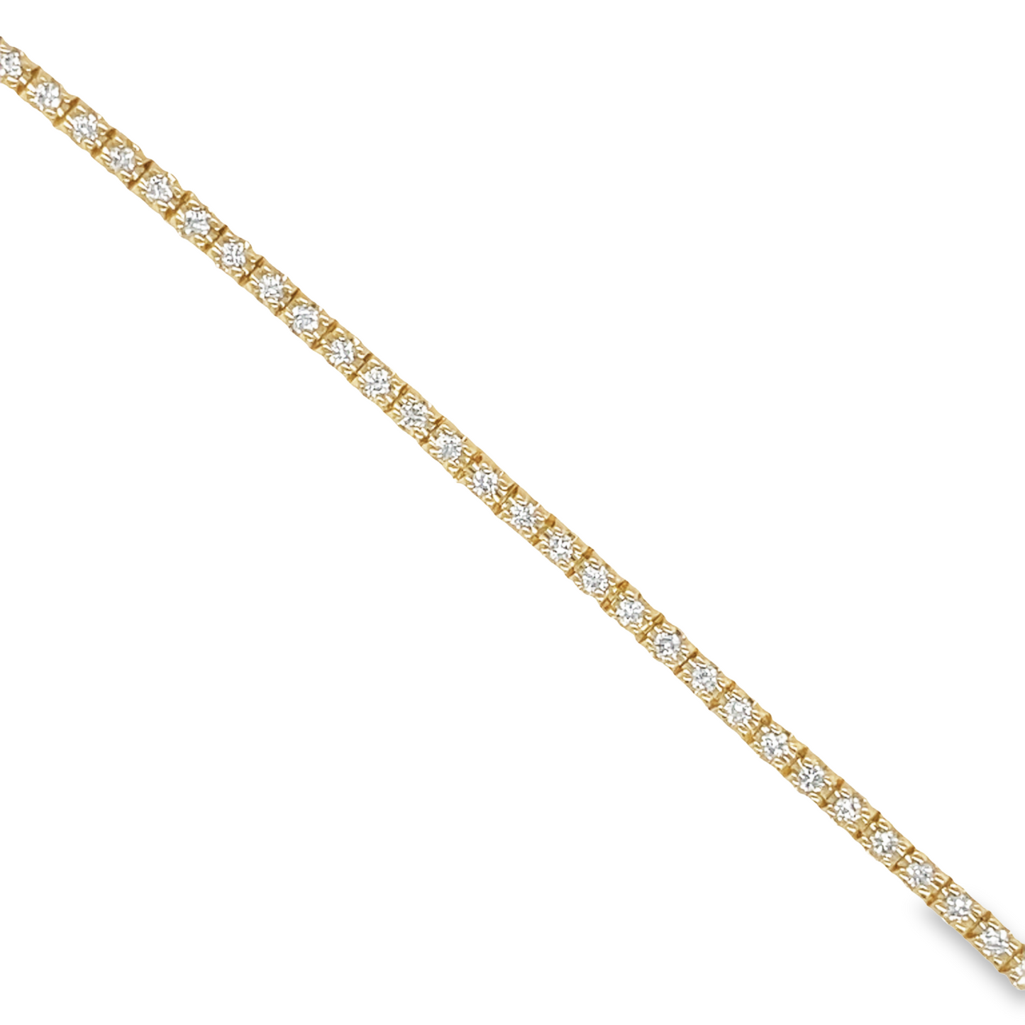 Top view of Diamond Line Tennis Bracelet 1.00 cts set in Yellow Gold